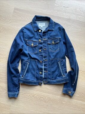 Frame Denim Indigo Blue Denim Trucker Jacket